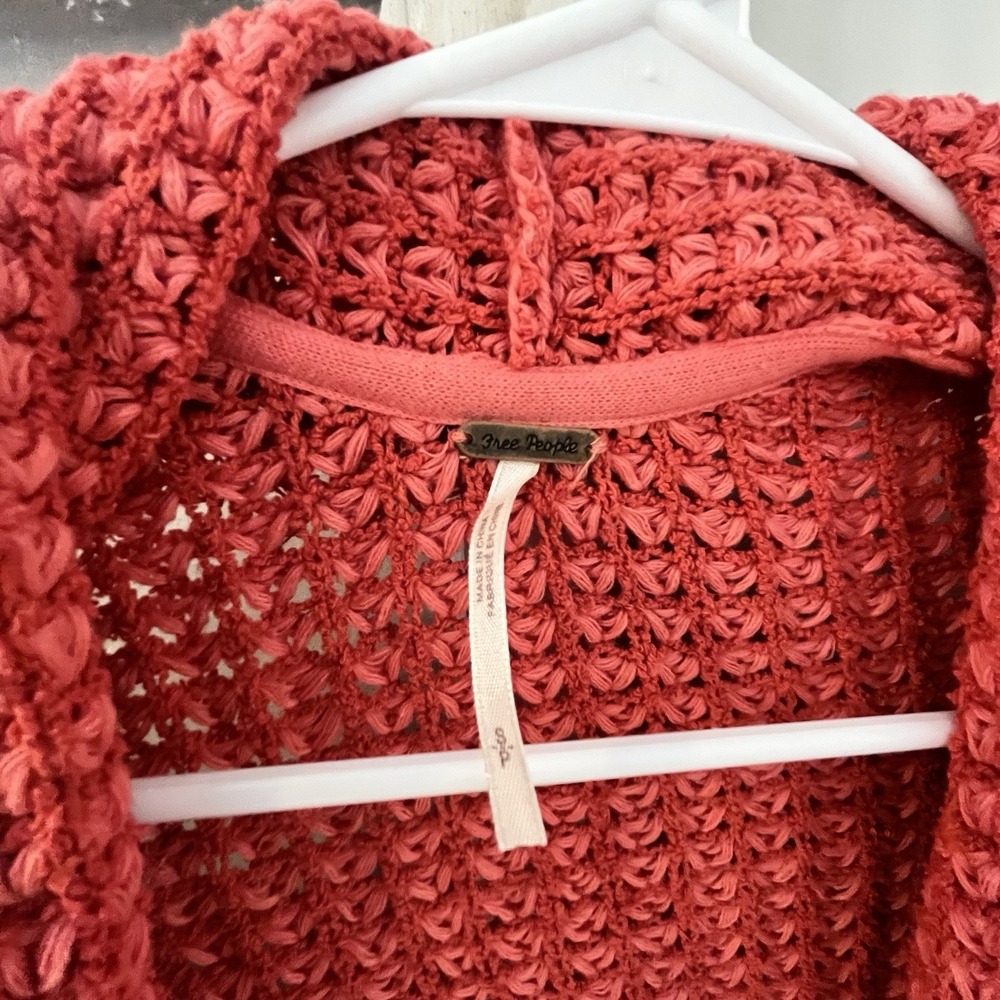 Free People‎ I'll Be Around Silk Cotton Waffle Fringe Sweater Oversized Small - Picture 4 of 11